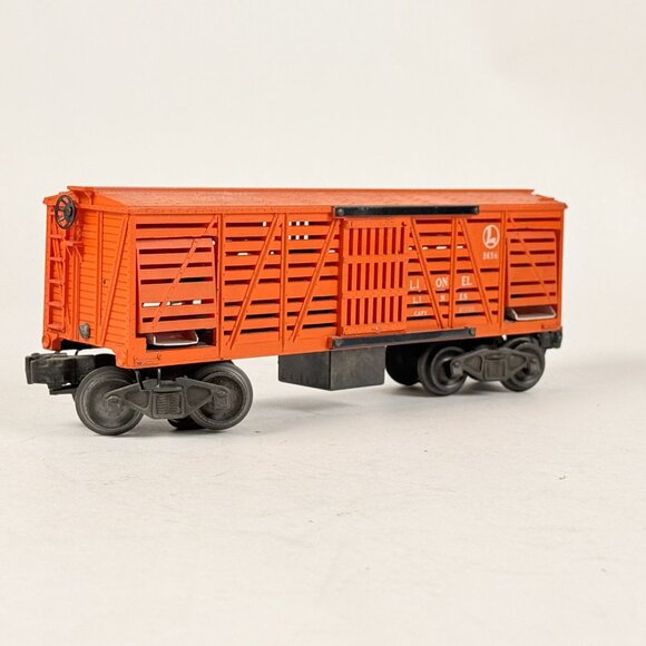Lionel Vintage O Gauge 3656 Orange Cattle Train Car W/ Moving Doors Postwar - Picture 2 of 8